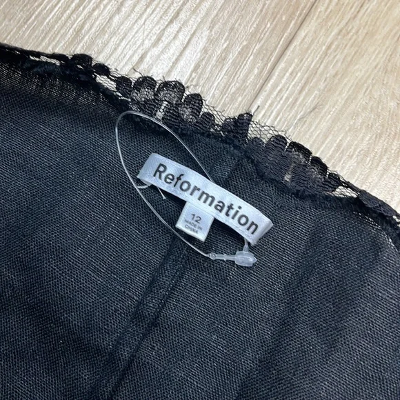 Reformation Elegant Black Lace-Trim Blouse - Picture 7 of 8